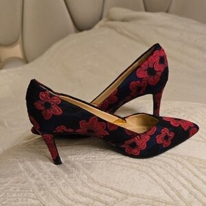 Alex Marie Black and Red Floral Heels